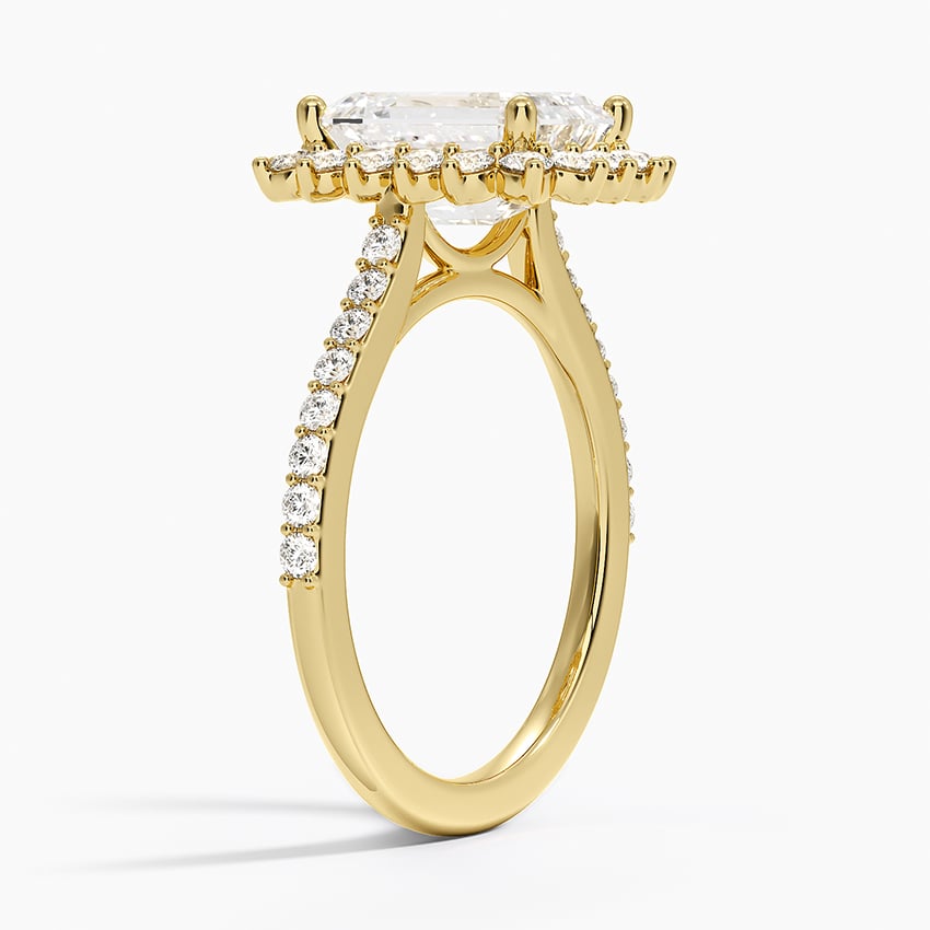 Luxe Sunburst Halo Diamond Ring (1/2 ct. tw.) - Emerald Cut Center Stone