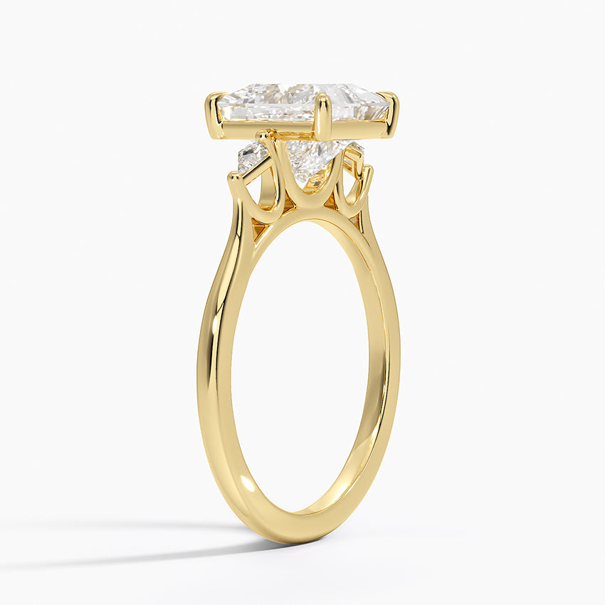 Petite Cometa Perfect Fit Three Stone Diamond Ring - Princess Cut Center Stone