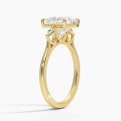 Petite Cometa Perfect Fit Three Stone Diamond Ring - Princess Cut Center Stone
