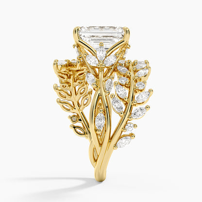 Secret Garden Wrap Diamond Ring - Emerald Cut Center Stone