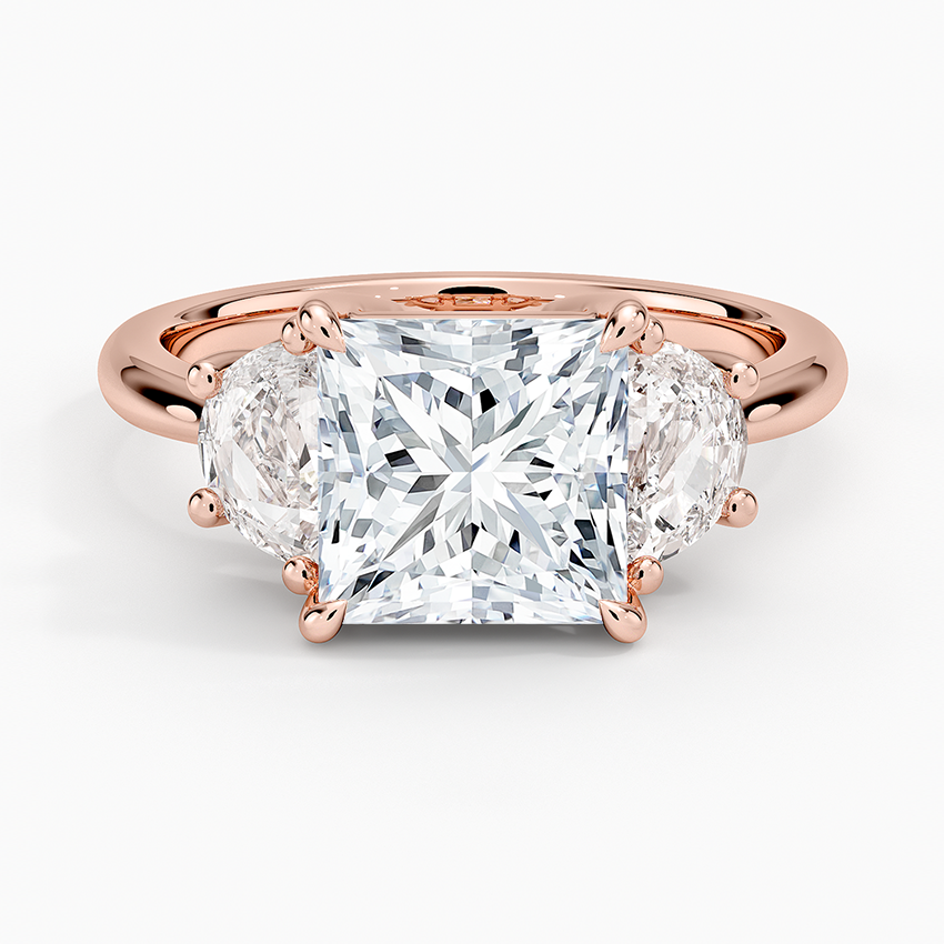 Half Moon Three Stone Diamond Ring (1/2 ct. tw.) - Princess Cut Center Stone