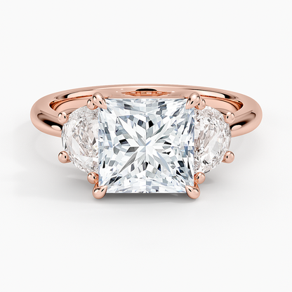 Half Moon Three Stone Diamond Ring (1/2 ct. tw.) - Princess Cut Center Stone