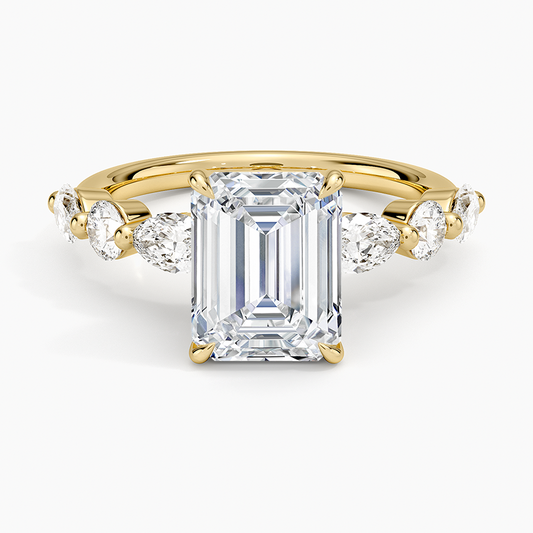 Grand Versailles Diamond Ring - Emerald Cut Center Stone