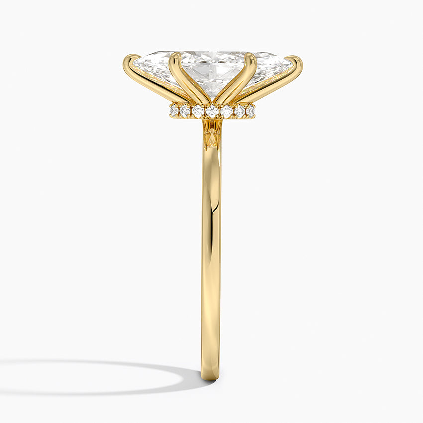 Secret Halo Six-Prong Diamond Ring - Marquise Center Stone