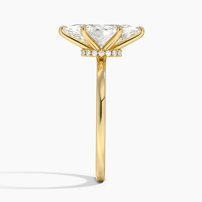 Secret Halo Six-Prong Diamond Ring - Marquise Center Stone