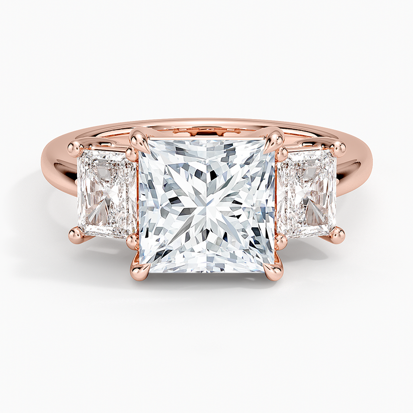 Luxe Helena Radiant-Cut Three Stone Diamond Ring - Princess Cut Center Stone