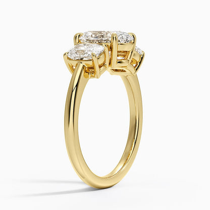 Luxe Faye Elongated Cushion Three Stone Diamond Ring (1 ct. tw.) - Oval Cut Center Stone