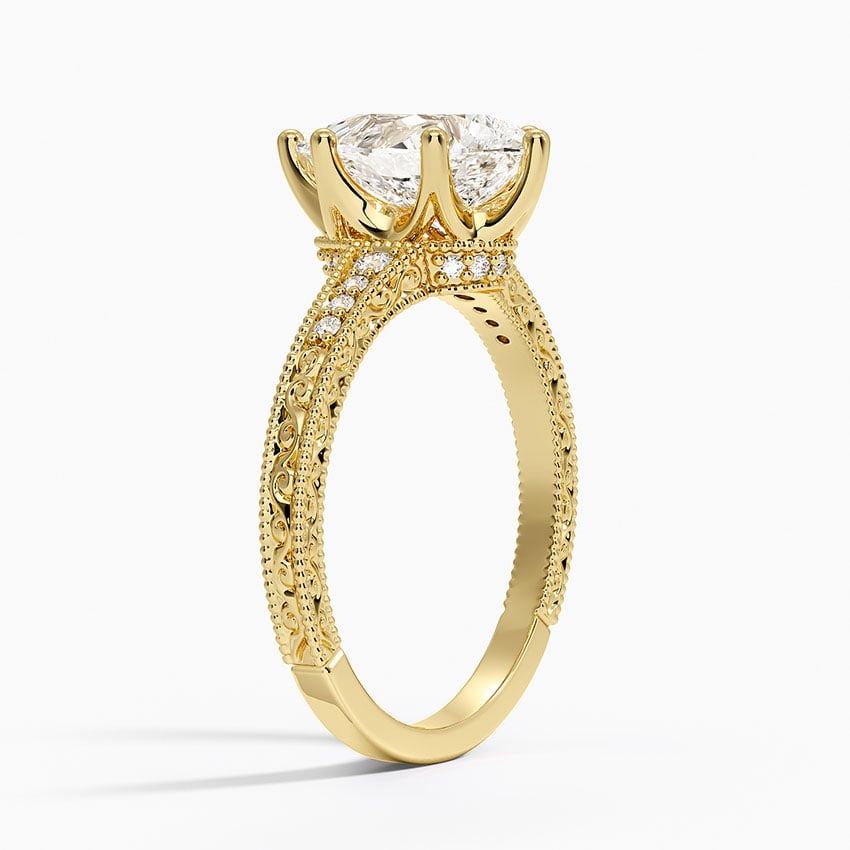 Hudson Engraved Diamond Ring - Pear Center Stone