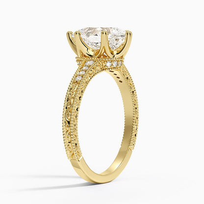 Hudson Engraved Diamond Ring - Pear Center Stone