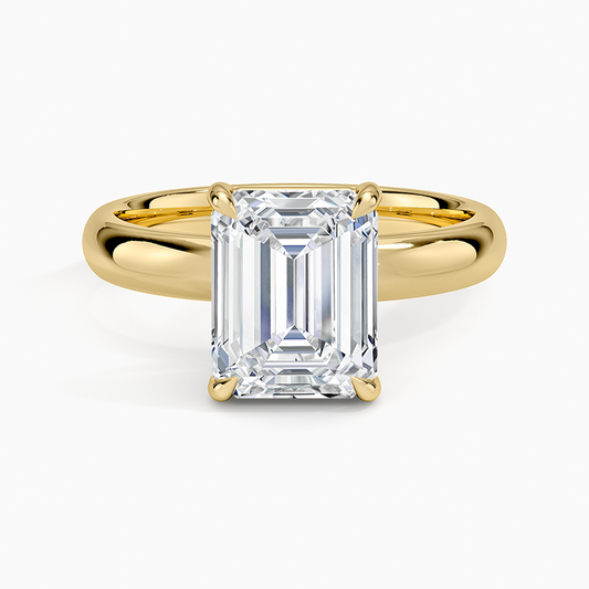 Audrey Perfect Fit 3mm Solitaire Ring - Emerald Cut Center Stone