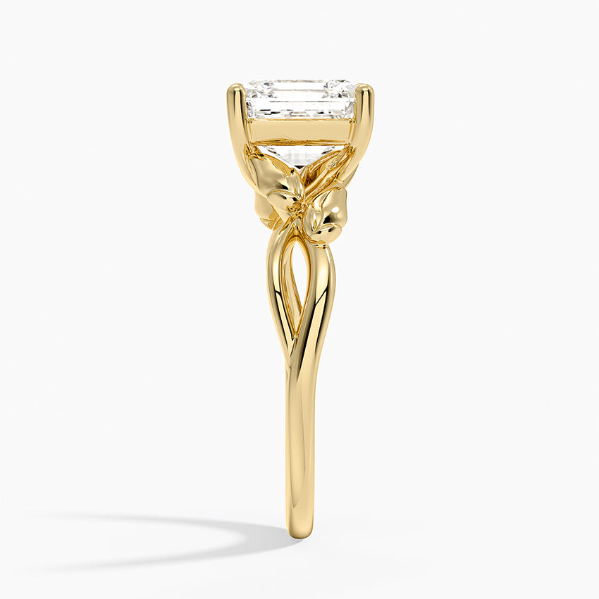 Budding Willow Solitaire Ring - Asscher Cut Center Stone