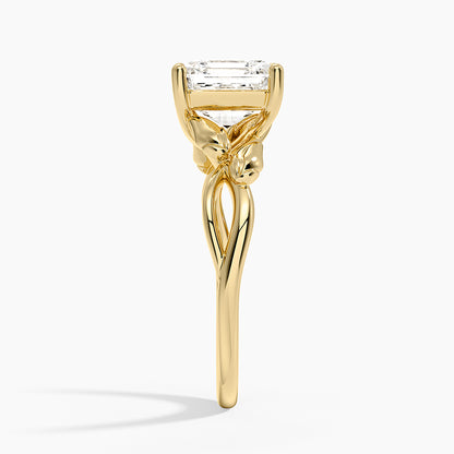Budding Willow Solitaire Ring - Asscher Cut Center Stone