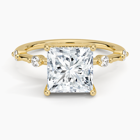 Aimee Hidden Halo Diamond Ring - Princess Cut Center Stone