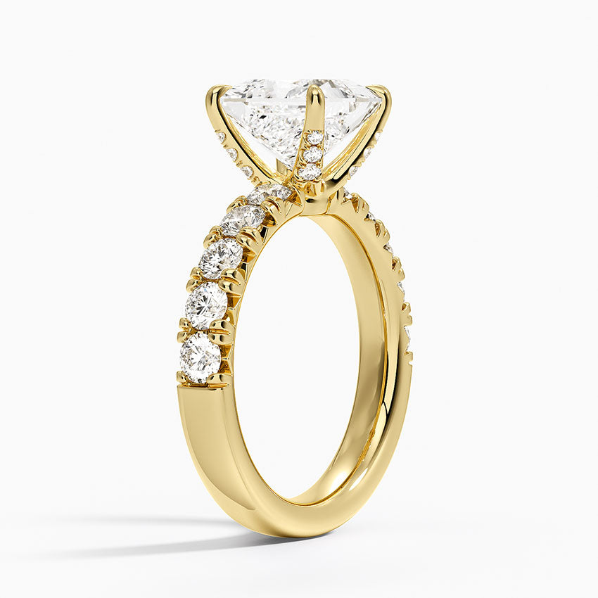 Ellora Half Coverage Diamond Ring - Princess Cut Center Stone
