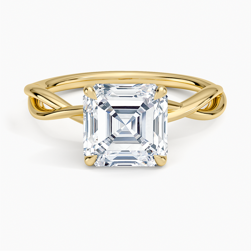 Alya Twist Solitaire Ring - Asscher Cut Center Stone