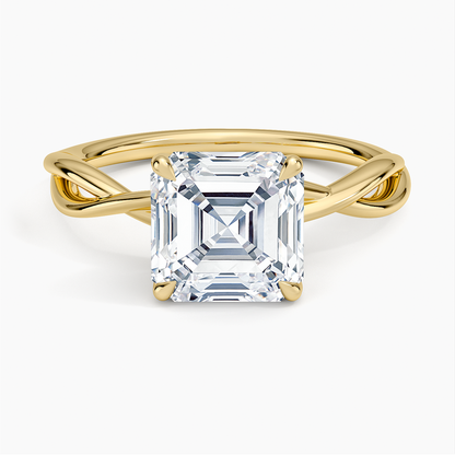 Alya Twist Solitaire Ring - Asscher Cut Center Stone