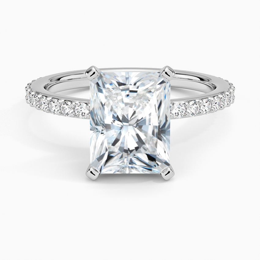 Petite Shared Prong Three-Quarter Coverage Diamond Ring (1/3 ct. tw.) - Radiant Cut Center Stone