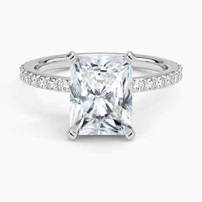 Petite Shared Prong Three-Quarter Coverage Diamond Ring (1/3 ct. tw.) - Radiant Cut Center Stone