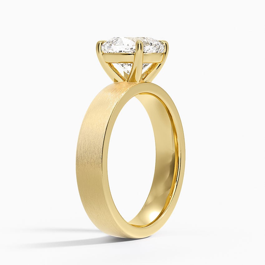 Peyton 4mm Satin Finish Solitaire Ring - Cushion Cut Center Stone