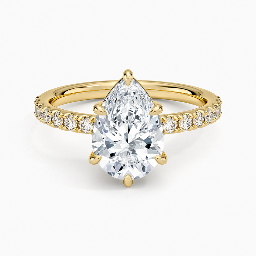 Dara Low-Profile Diamond Ring - Pear Center Stone