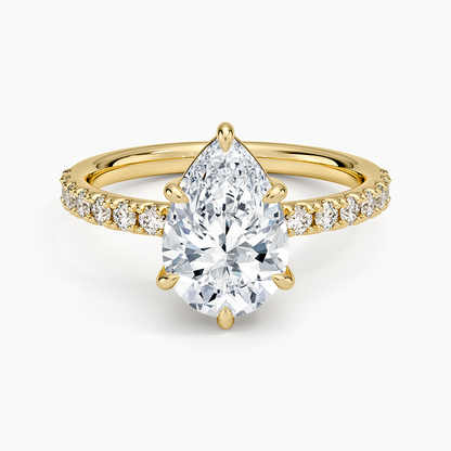 Dara Low-Profile Diamond Ring - Pear Center Stone