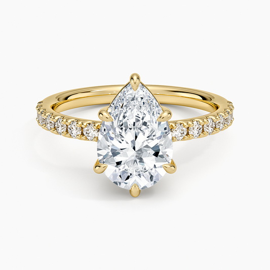 Dara Low-Profile Diamond Ring - Pear Center Stone