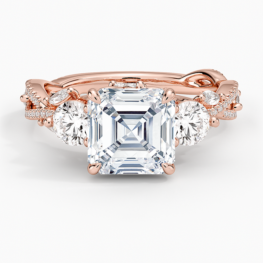 Luxe Secret Garden Three Stone Diamond Ring (1 ct. tw.) - Asscher Cut Center Stone