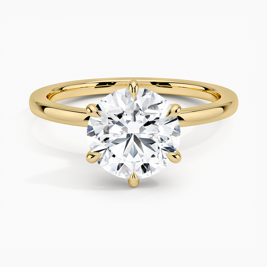 Secret Halo Six-Prong Diamond Ring - Round Center Stone