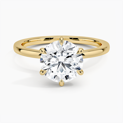 Secret Halo Six-Prong Diamond Ring - Round Center Stone