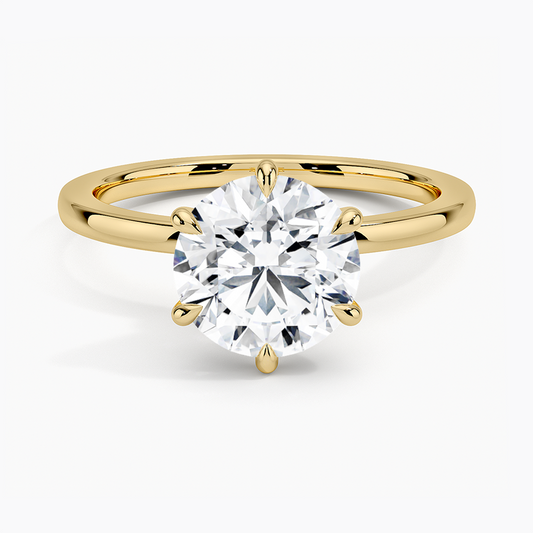 Secret Halo Six-Prong Diamond Ring - Round Center Stone