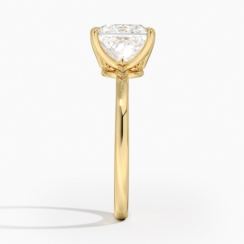 Laurel Engraved Ring - Princess Cut Center Stone
