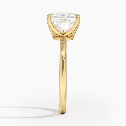 Laurel Engraved Ring - Princess Cut Center Stone