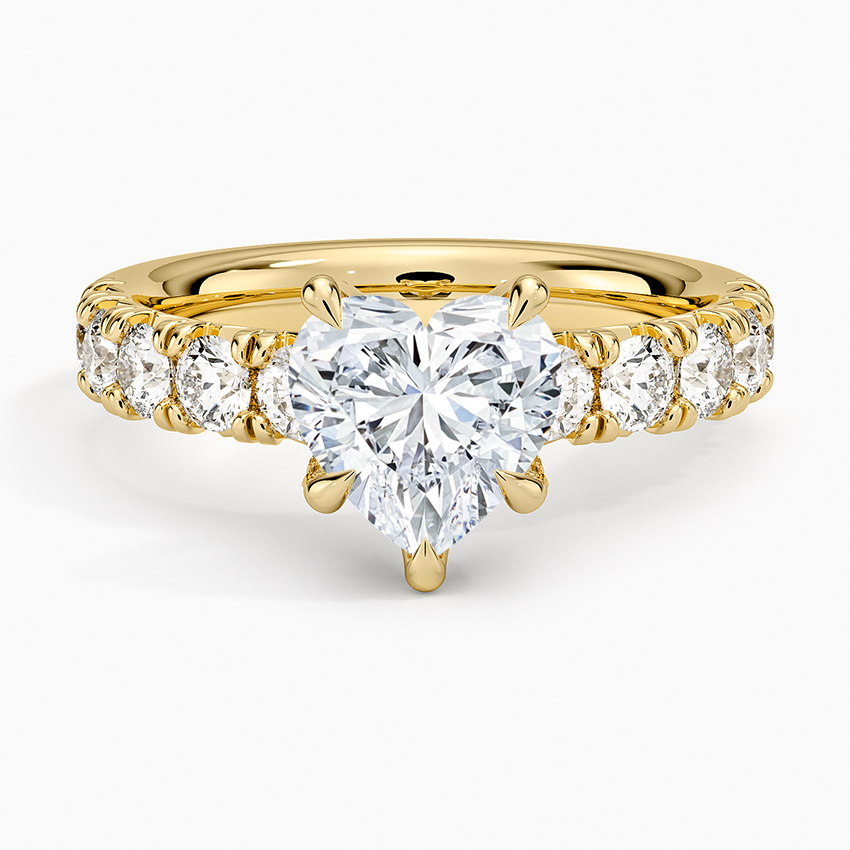 Ellora Half Coverage Diamond Ring - Heart Center Stone