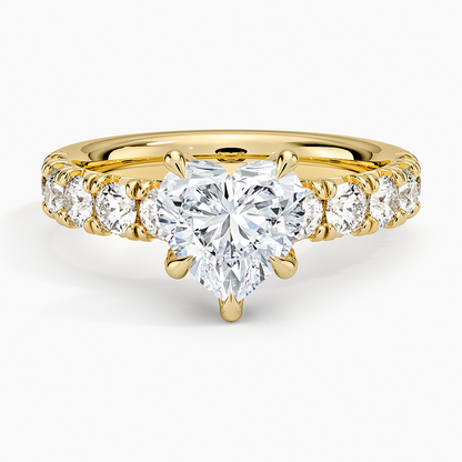 Ellora Half Coverage Diamond Ring - Heart Center Stone