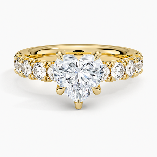 Ellora Half Coverage Diamond Ring - Heart Center Stone