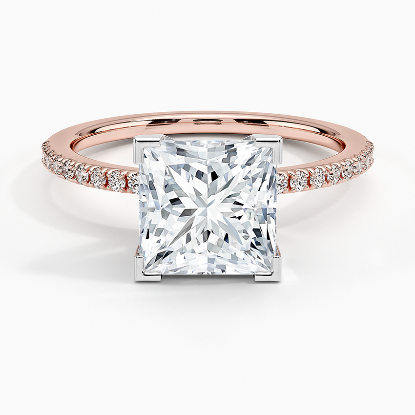 Ballad Half Coverage Diamond Ring (1/8 ct. tw.) - Princess Cut Center Stone