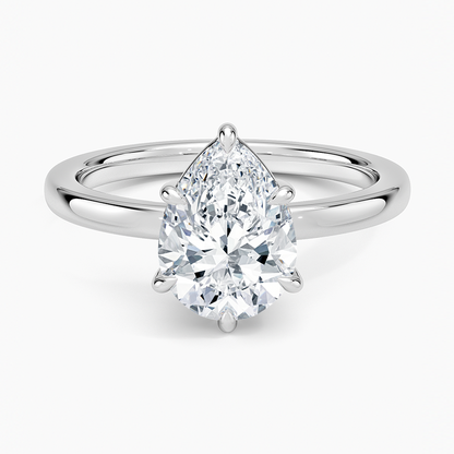 Dara Low-Profile Solitaire Ring - Pear Center Stone