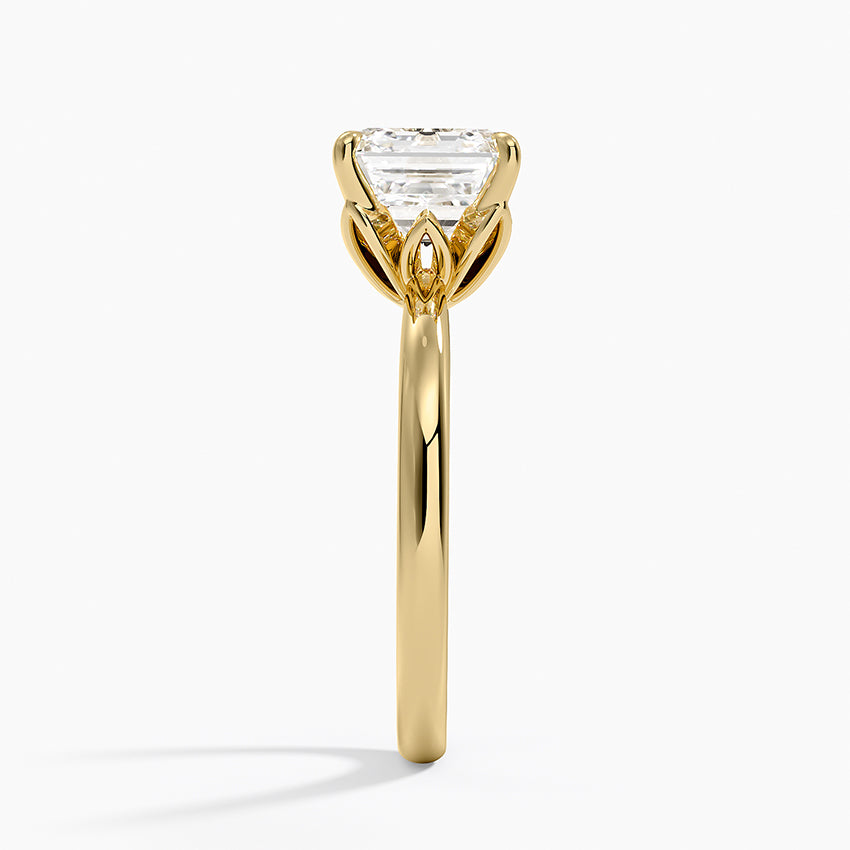 Petal 2mm Solitaire Ring - Asscher Cut Center Stone