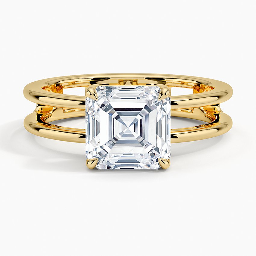 Aimee Open Double Band Solitaire Ring - Asscher Cut Center Stone