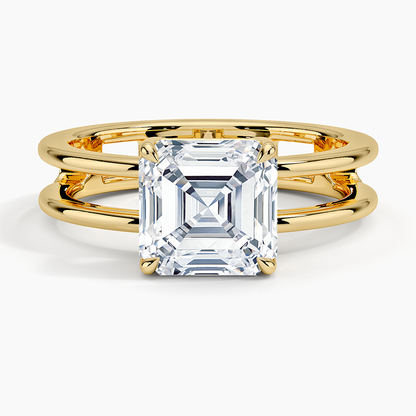Aimee Open Double Band Solitaire Ring - Asscher Cut Center Stone