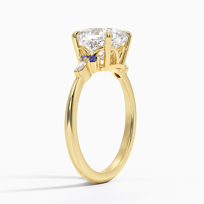 Nadia Sapphire and Diamond Ring - Cushion Cut Center Stone
