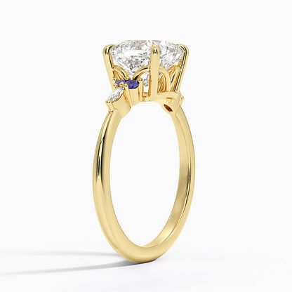 Nadia Sapphire and Diamond Ring - Cushion Cut Center Stone
