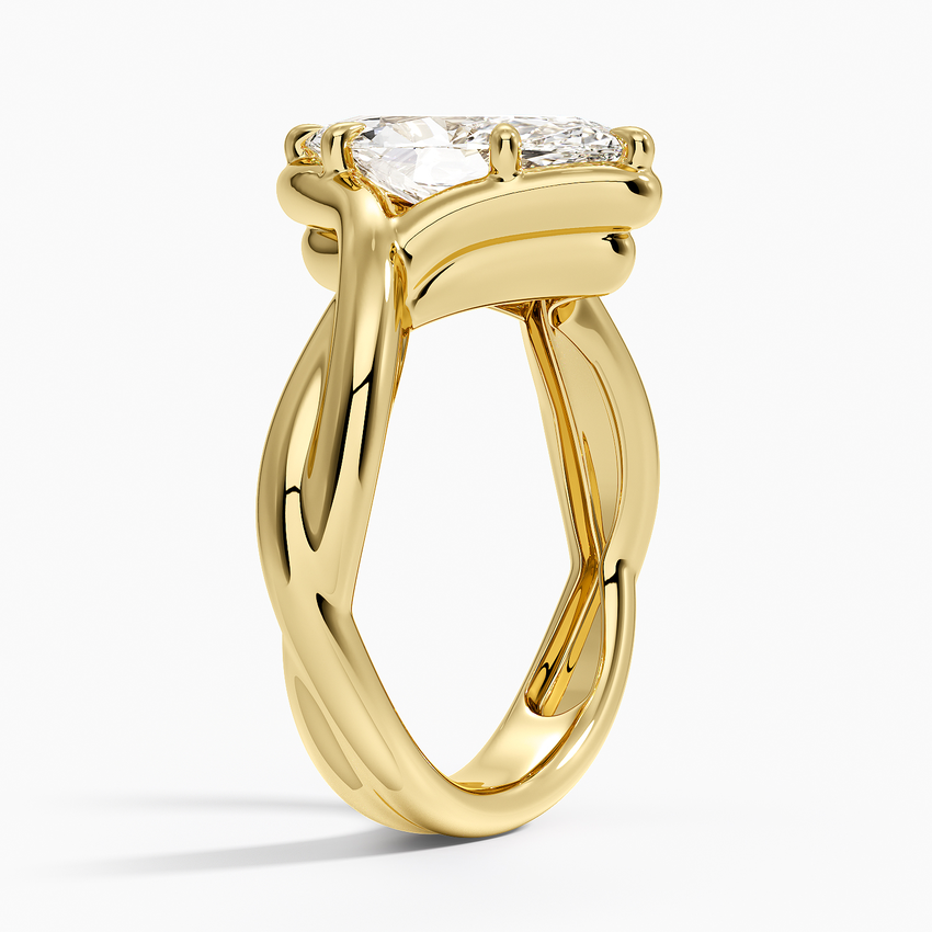 Bypass Twist Bezel Solitaire Diamond Ring - Marquise Cut Center Stone