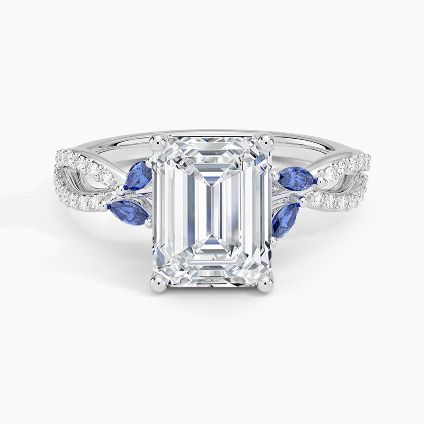 Luxe Willow Sapphire and Diamond Ring (1/8 ct. tw.) - Emerald Cut Center Stone