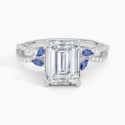 Luxe Willow Sapphire and Diamond Ring (1/8 ct. tw.) - Emerald Cut Center Stone
