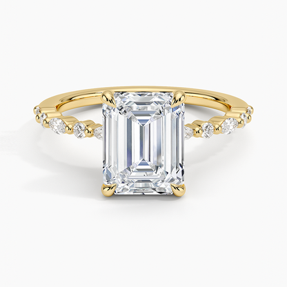 Delicate Versailles Diamond Ring - Emerald Cut Center Stone