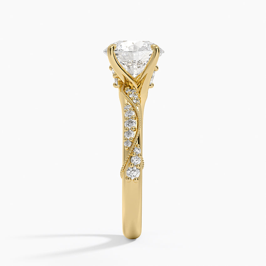 Camellia Hidden Accent 2.5mm Diamond Ring - Round Center Stone