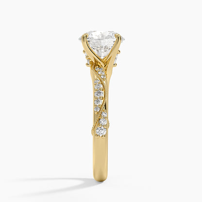 Camellia Hidden Accent 2.5mm Diamond Ring - Round Center Stone