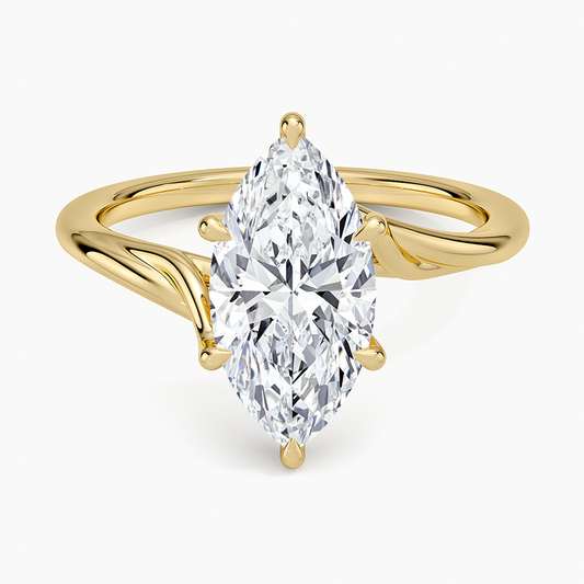 Delilah Twist Solitaire Ring - Marquise Cut Center Stone