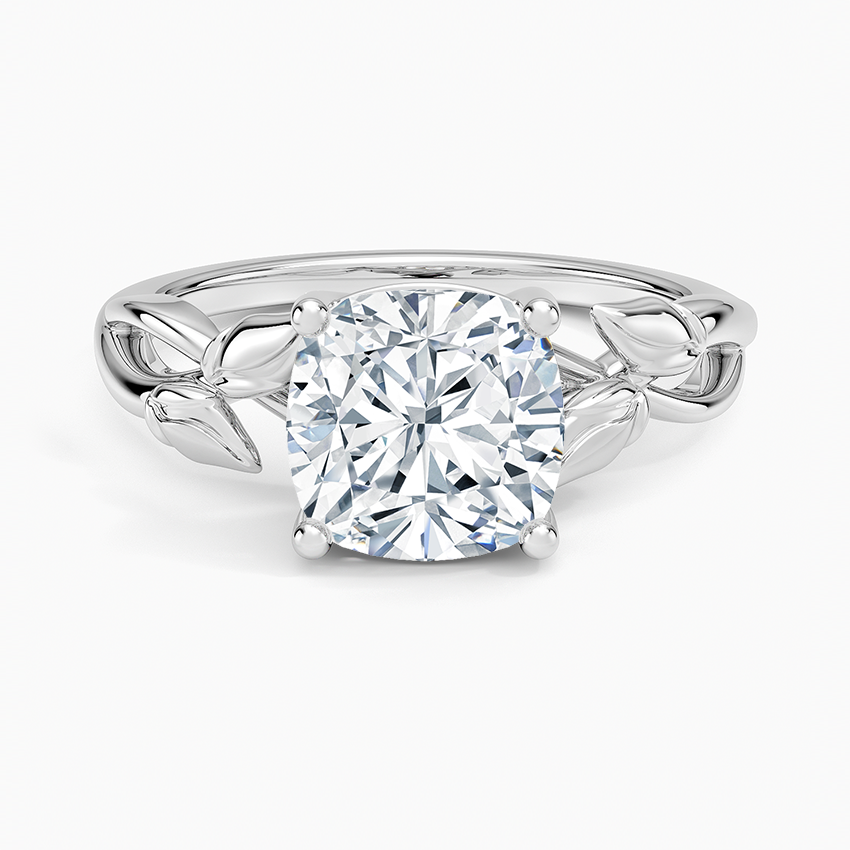 Budding Willow Solitaire Ring - Cushion Cut Center Stone